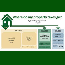 graphic showing the percentages of property tax and to which category they belong